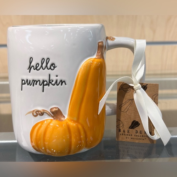 Rae Dunn Hello Pumpkin Embossed Pumpkins Harvest Fall Ceramic Coffee Mug NEW - Picture 1 of 2